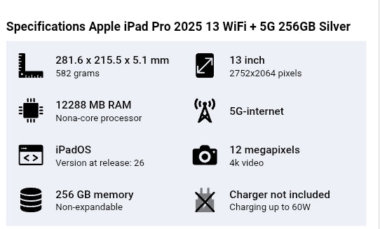 Apple iPad Pro 2025 13 WiFi + 5G 256GB Silver