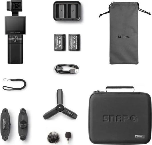 Thinkware SNAP-G Creator Prime Package Handheld 3-Axis Video Gimbal Stabilizer 4K Camera Vlog Influencer 60FPS 133.9° Wide Angle 2" LCD Touchscreen Live Stream Replaceable Battery WiFi AI Track