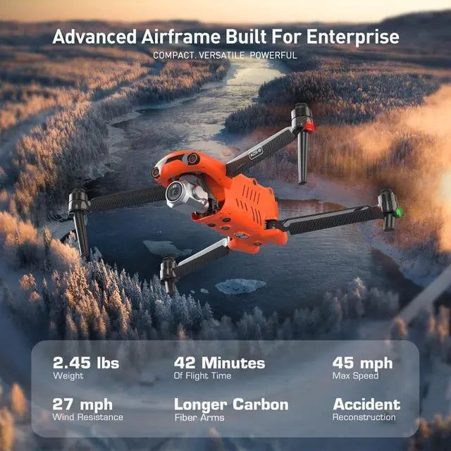 Autel Robotics EVO II Pro Enterprise V3 Orange Bundle Thermal Drone 6K Camera 1" CMOS Sensor UAV 15KM Video Transmission 42Mins Flight ADS-B Receiver&Data Encryption for Public Safety/Traffic