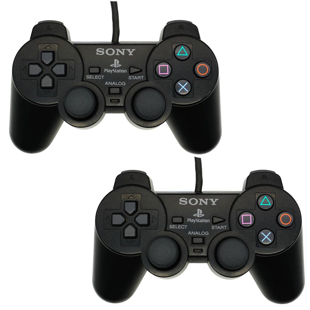 PlayStation 2 DualShock 2 Wired Controller 2 Pack (Black) [Refurbished]