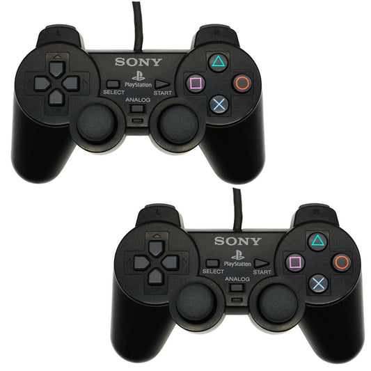 PlayStation 2 DualShock 2 Wired Controller 2 Pack (Black) [Refurbished]