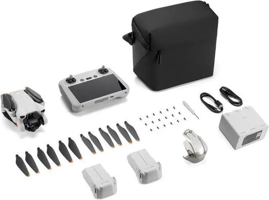 DJI Mini3 4K HD Aerial Drone, Lightweight and Easy to Carry Level 5 Wind Resistant, Multi-angle Intelligent Shooting Quadcopter Drone, 3 Batteries Remote control with screen